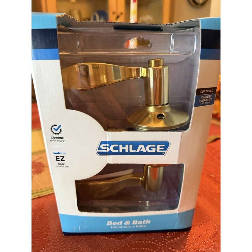 Schlage Flair Passage Door Lever Handle Bright Brass F40 V ACC 605 Bed & Bath